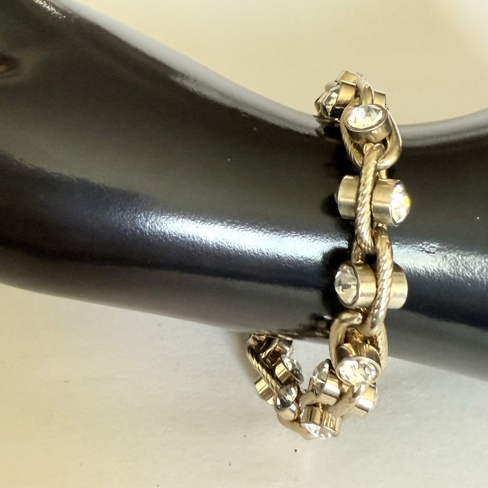 Fashion Chunky Chain Rhinestone Bracelet Gold Tone